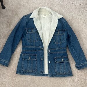 Nili Lotan Blue Jean Jacket with Cream Lining